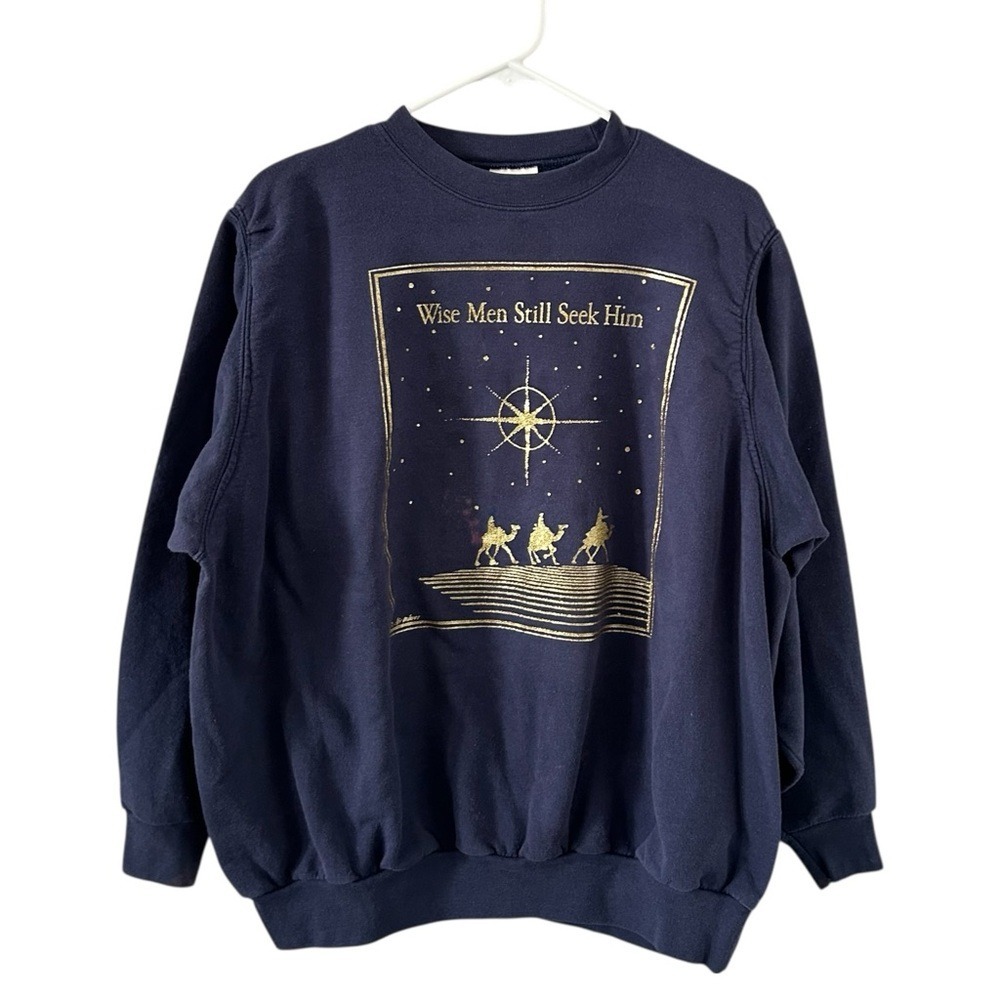 ✝️✝️  Vintage "Wise Men Still Seek Him" Christian JESUS‎ Crewneck Sweatshirt XL